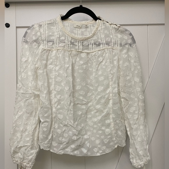 ð
ºAritzia Wilfred Lourdes White Lacey Blouse XXS - Picture 3 of 5